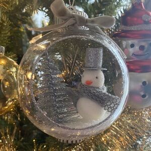 Festive Snowman Ornament with Silver Accents